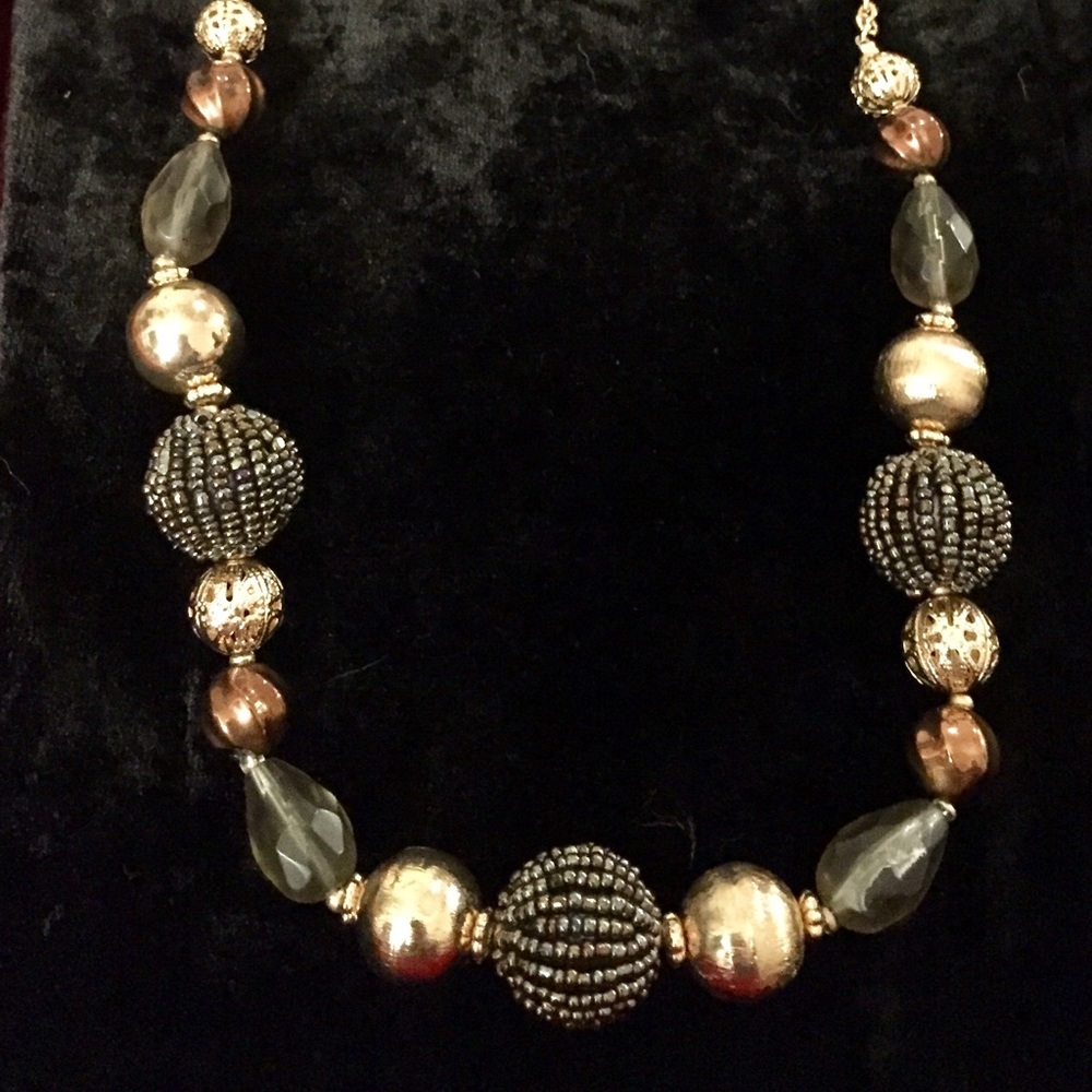 Cookie Lee Black and Gold Long Necklace